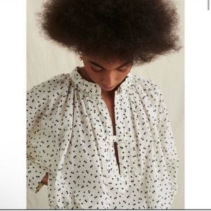 Alex Mill Size Small Black Cherry Print Popover Oversized Tunic Top Shirt